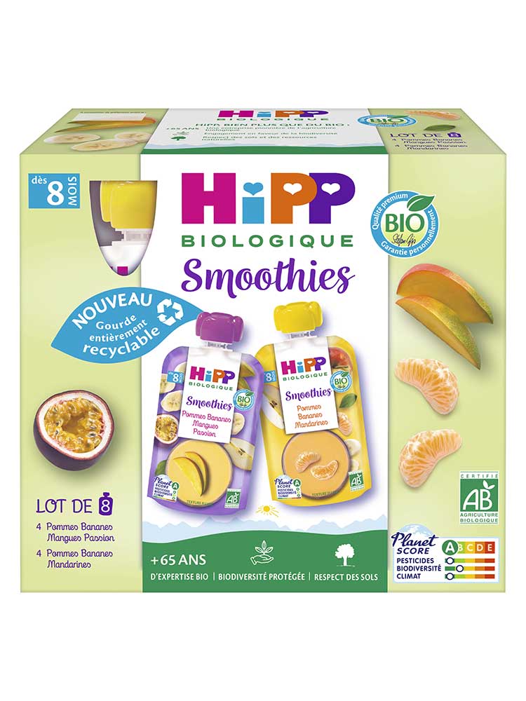Hipp Smoothies Gourdes Multipack 2 Variétés 8 Mois